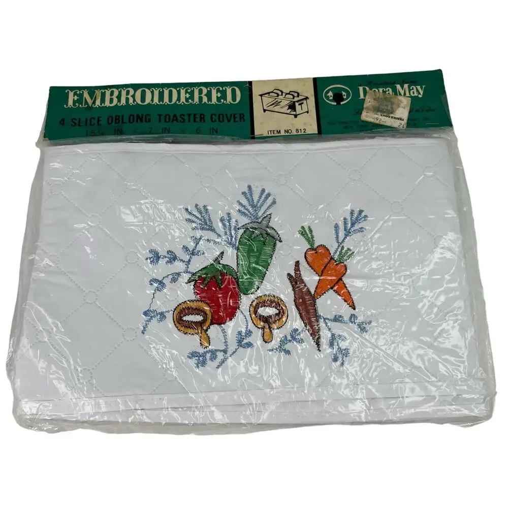Dora May Vtg 4 Slice Oblong Toaster Cover Quilted Embroidered Vegetables New
